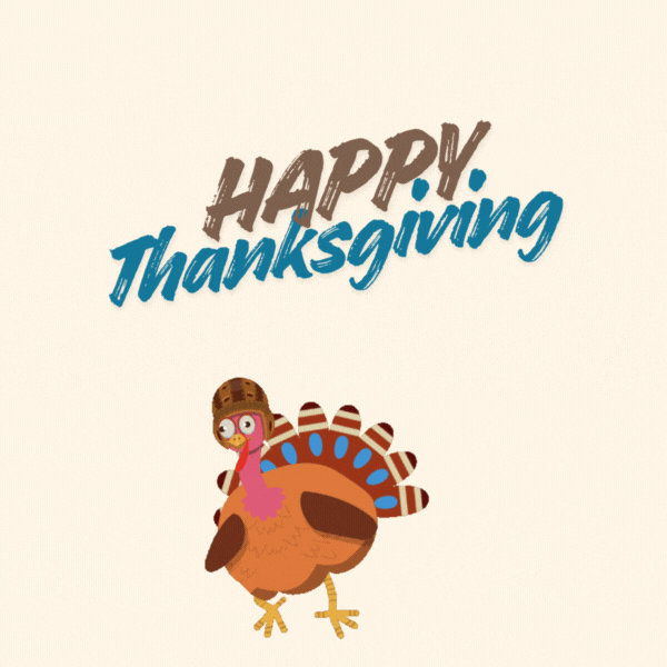 Cute Turkey Thanksgiving Gif-Card - Free Animated GIF no sign up