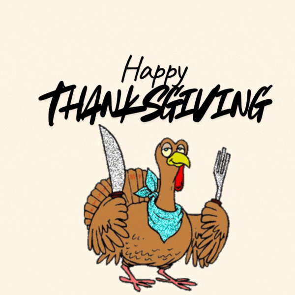 Funny Thanksgiving Gif-Card with Turkey