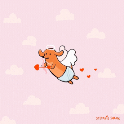 Cupid Dachshund Valentine\'s Day GIF