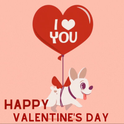 Puppy Love Valentines Day gif-Card - Free Animated GIF no sign up