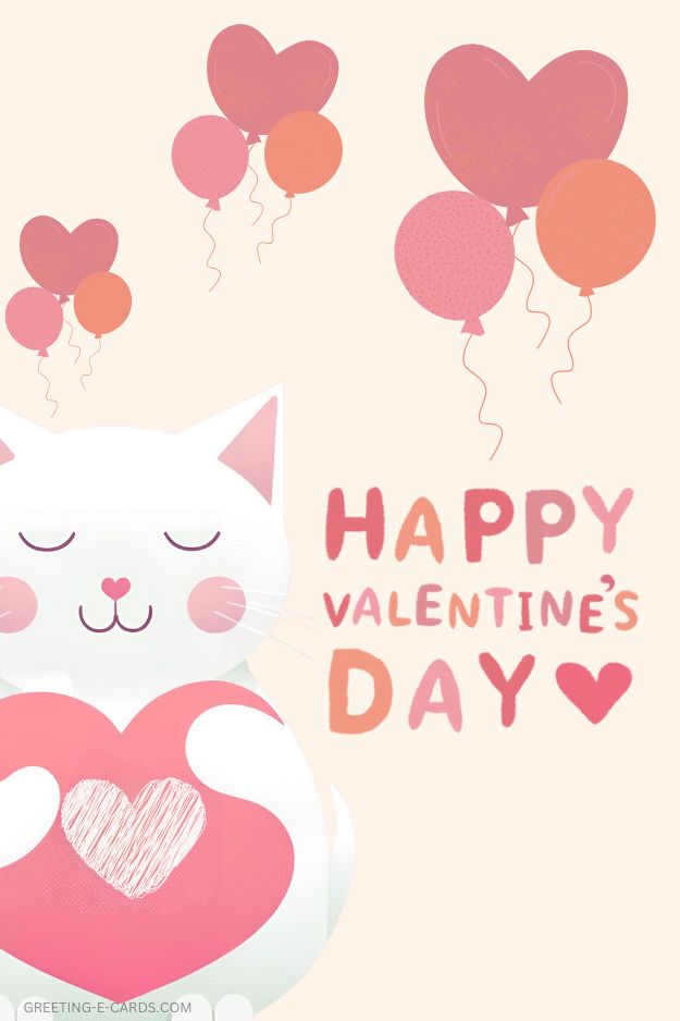 Cute Cat Valentine's Phone Wallpaper