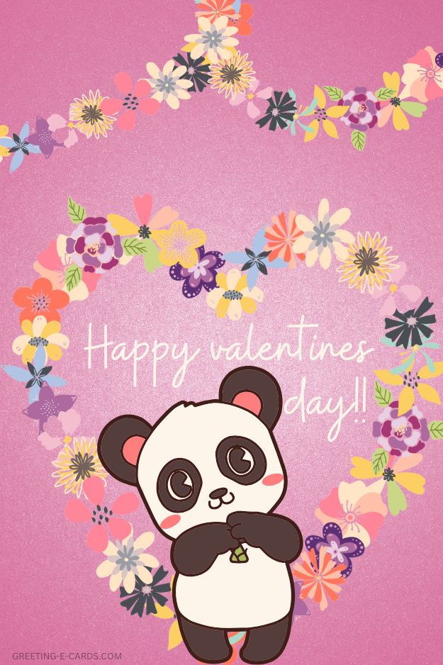 Panda Valentine's Phone Wallpaper