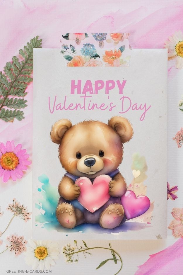 Sweet Valentine's Bear Phone Wallpaper