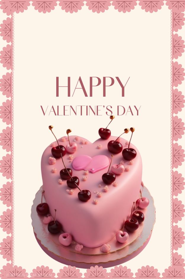 Sweet Valentine's Day Cake Phone Wallpaper