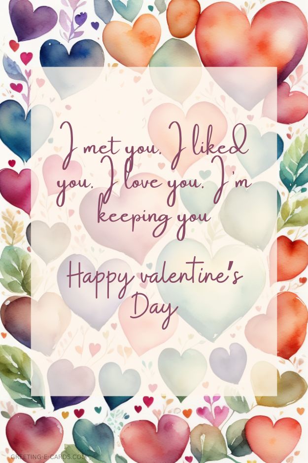 Valentine's Day Watercolor Hearts E-Card