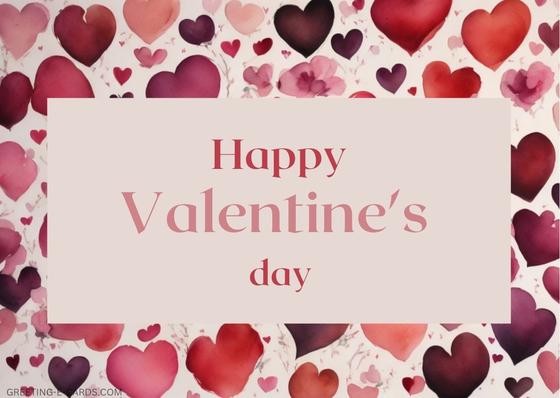 Watercolor Hearts Valentine's Day E-Card