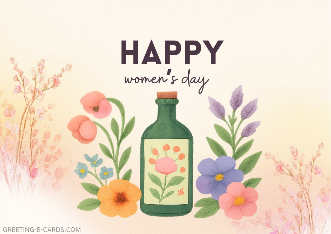 Floral Happy Women's Day E-Card - Free E-card no sign up