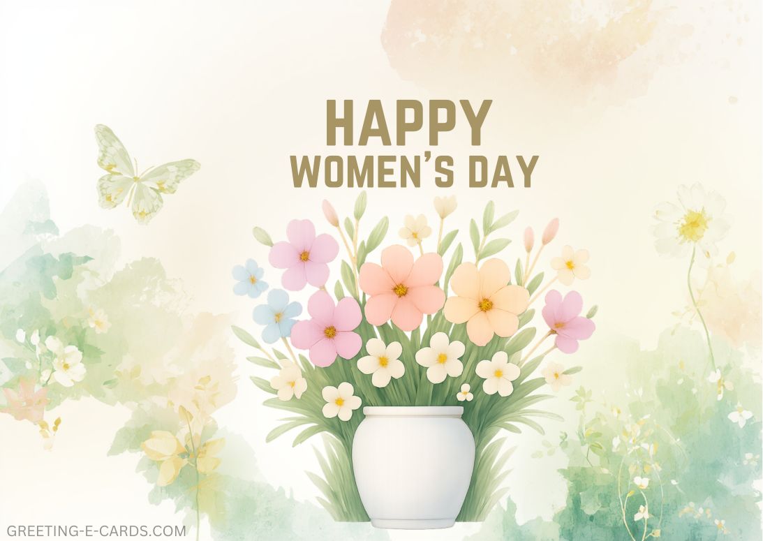 Floral Women's Day E-Card with Flowers - Free E-card no sign up