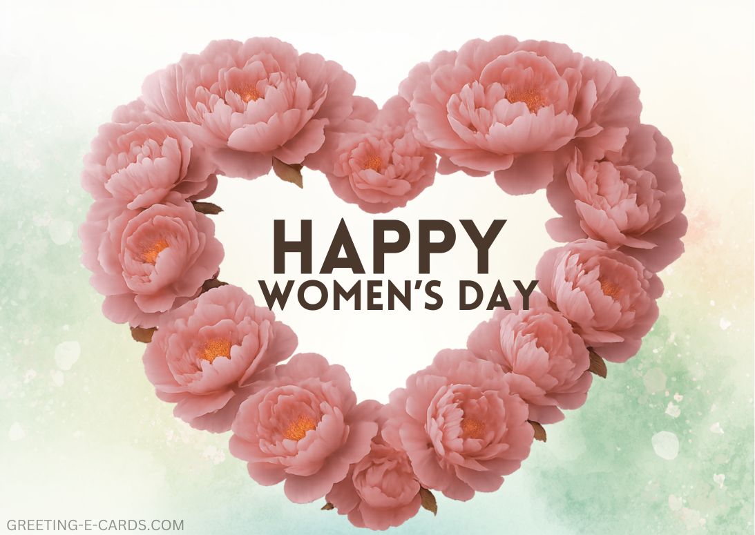Floral Women's Day E-Card with Heart - Free E-card no sign up