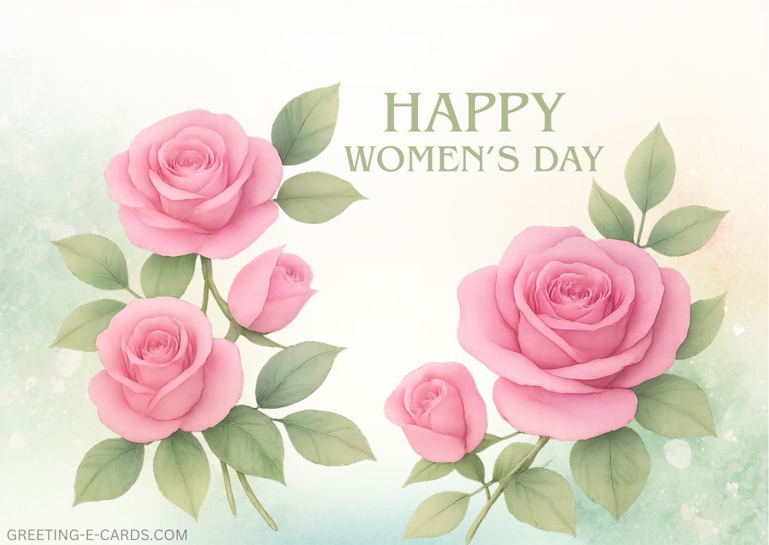 Pink Roses Women's Day E-Card - Free E-card no sign up