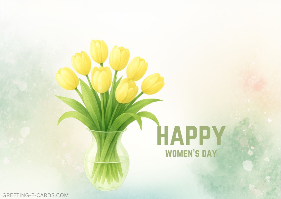 Yellow Tulips Women's Day E-Card - Free E-card no sign up